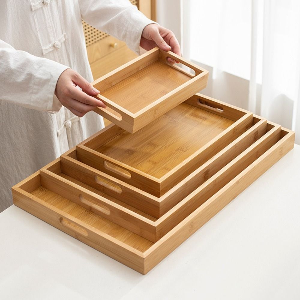 Wooden Serving Tray - Decorate Tray Rectangular Bamboo Wooden Tray