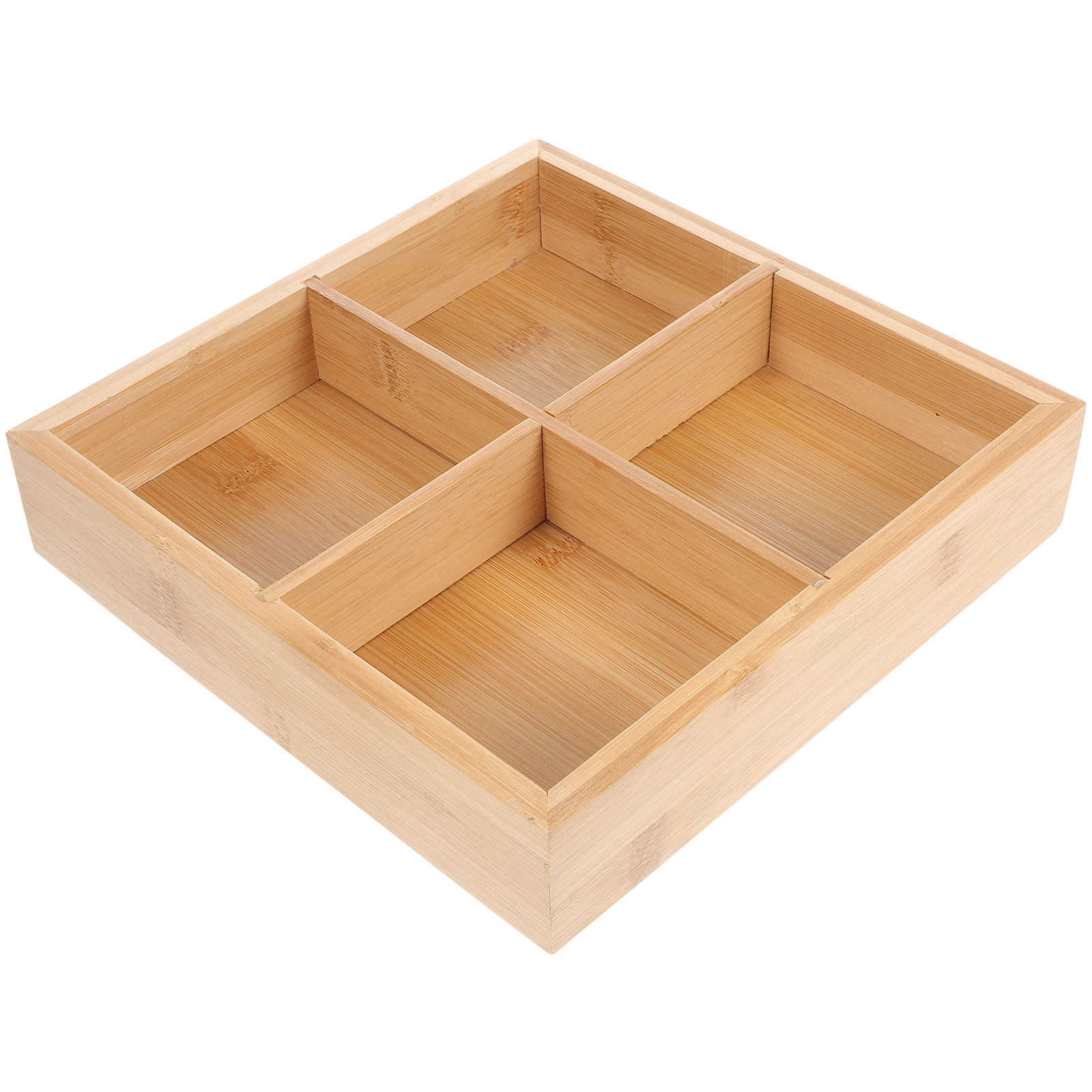Bamboo Serving Tray with 6 Com - Wooden Serving Tray 评论和价格