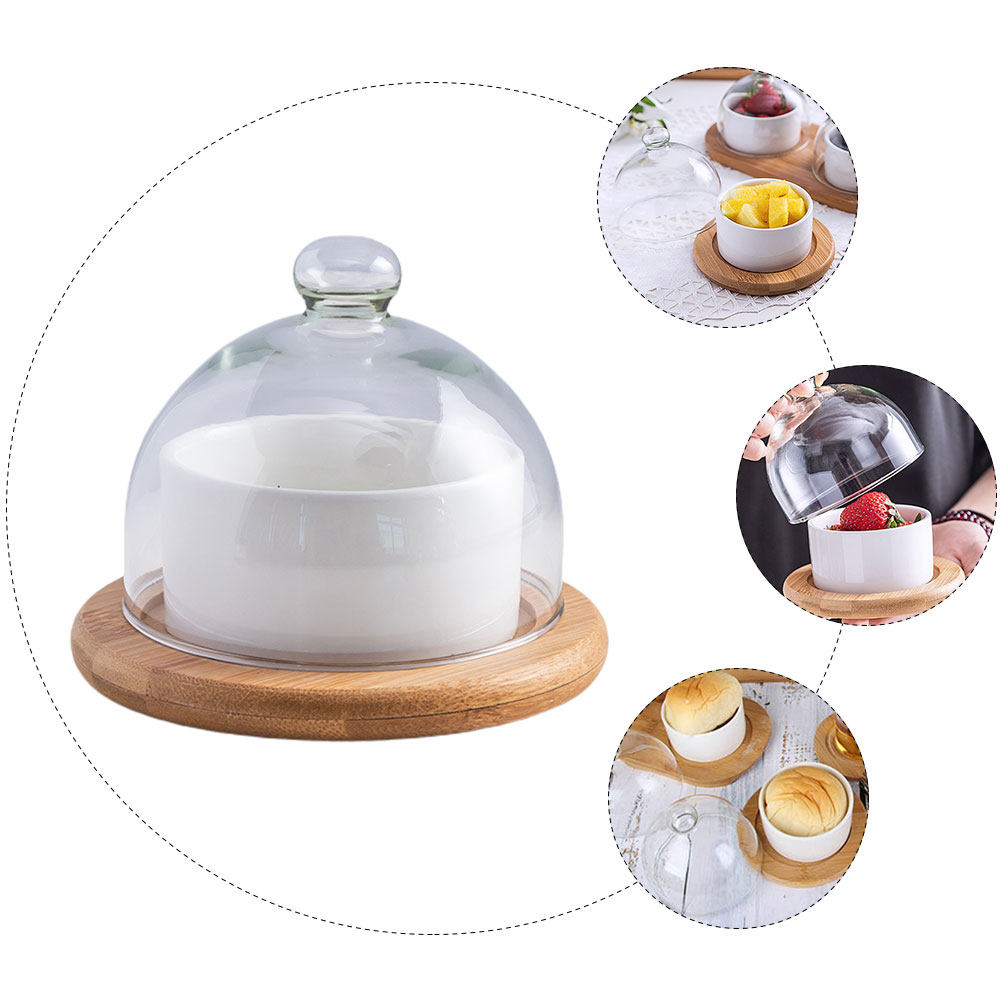 Ceramic Salad Bowl Set with Cl - Wooden Serving Tray 评论和价格