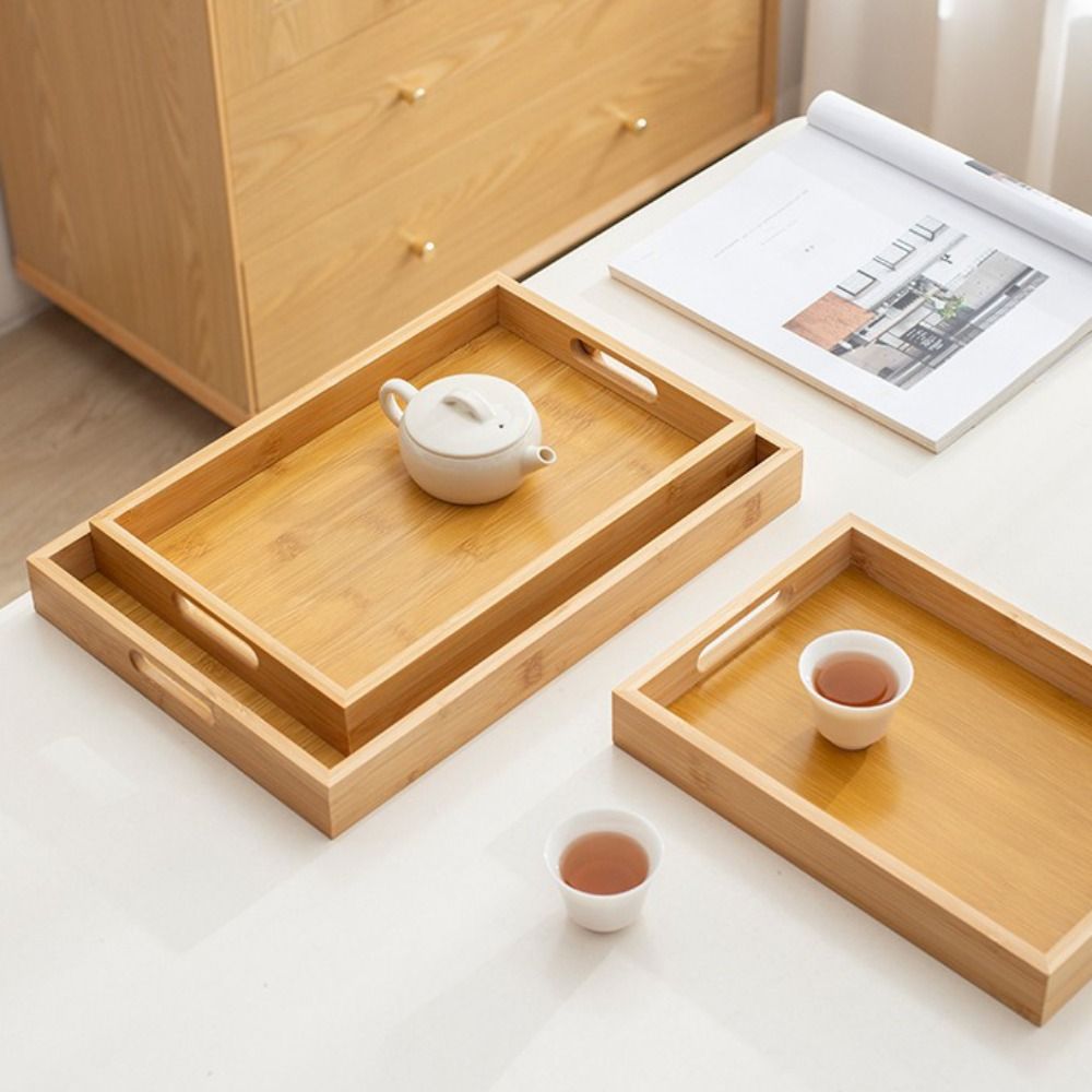 Decorate Tray Rectangular Bamb - Wooden Serving Tray 评论和价格